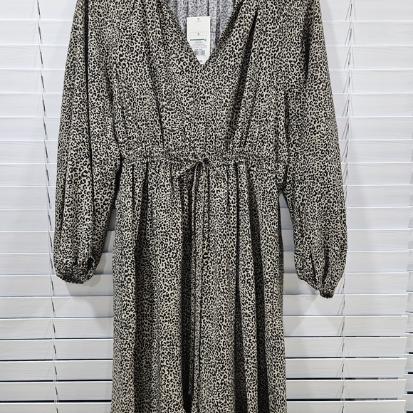 A New Day Women's Balloon Long Sleeve Dress, Leopard Print, Sz SM NWT - Picture 4 of 9